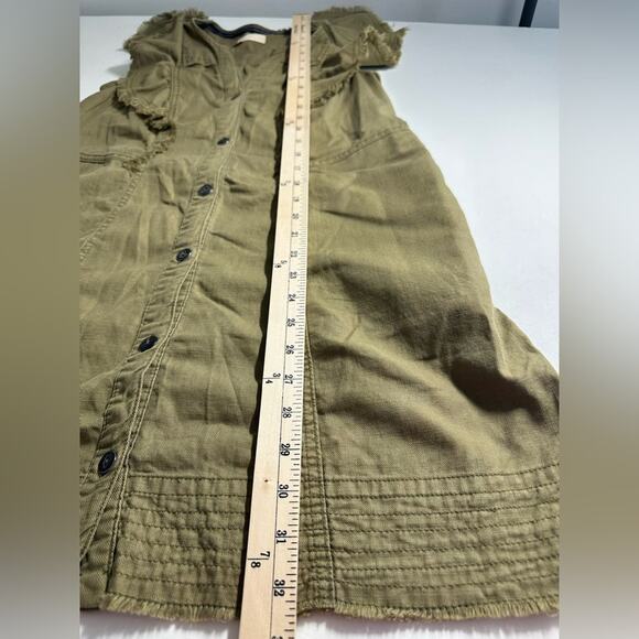 Anthropologie Pilcro Flutter-Sleeve Buttondown Tunic Dress Green Size XS EUC - Picture 3 of 8